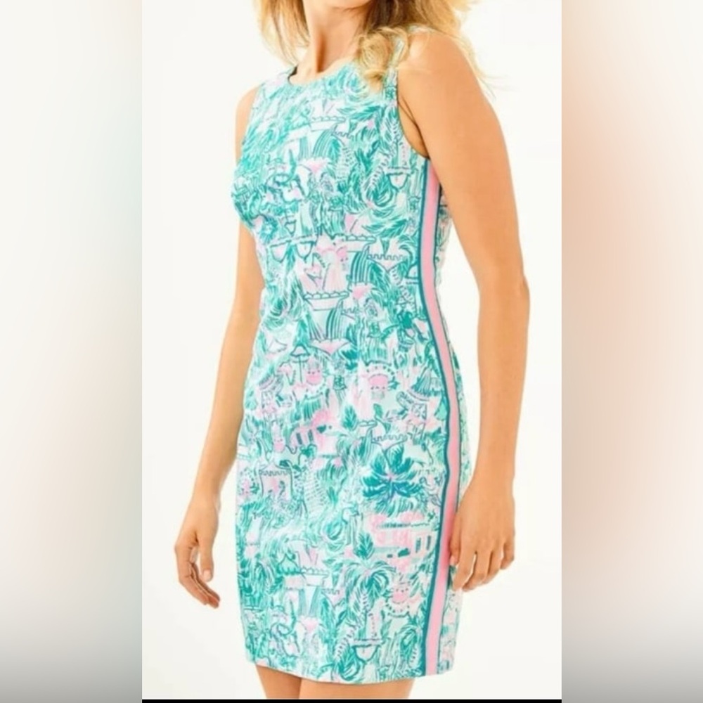 NWT 00 Lilly Pulitzer dress XXS Mila stretch shift agate green camelflauge